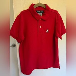 Psycho Bunny Red Classic Polo Shirt Kids Size 7/8